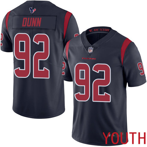 Houston Texans Limited Navy Blue Youth Brandon Dunn Jersey NFL Football 92 Rush Vapor Untouchable